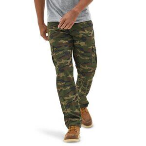 New Men's Wrangler 5 Star Heritage Regular Fit Cargo Pants Smooth Green Camo